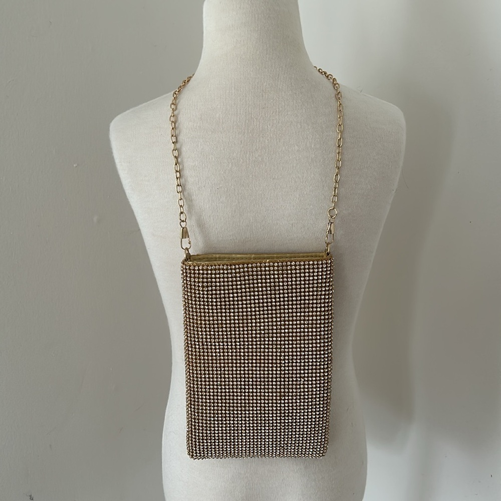 Rectangular Clear Rhinestone Crossbody Evening Bag - image 2